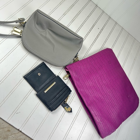Steve Madden 3PC Handbag Set Crossbody Purse Pink Clutch Black Wallet Bundle - Picture 7 of 13